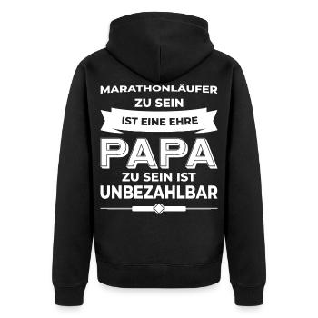 Marathonläufer Papa - Unisex Premium Bio Zip Hoodie - Schwarz - Hinten - Nico (187cm)