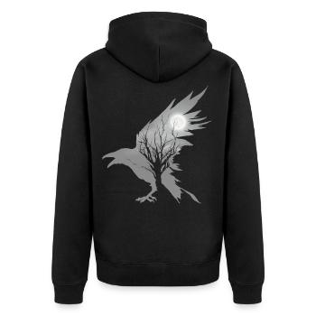 Black Raven Occult Crow Aesthetic - Unisex Premium Organic Zip Hoodie - black - Back - Nico (187cm)