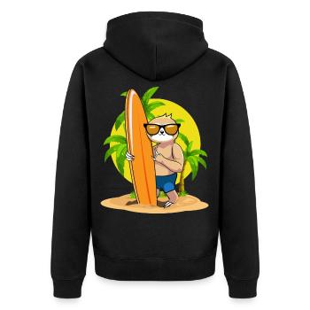 Surfing Sloth Kawaii Beach Surfer Aesthetic Surf - Unisex Premium Organic Zip Hoodie - black - Back - Nico (187cm)
