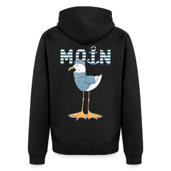Möwe Moin Norddeutsch cooles Fischer Geschenk - Unisex Premium Bio Zip Hoodie - Schwarz - Hinten - Nico (187cm)