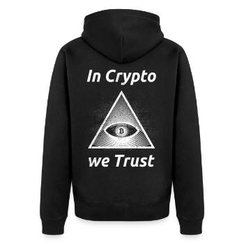 Bitcoin - Unisex Premium Bio Zip Hoodie - Schwarz - Hinten - Nico (187cm)