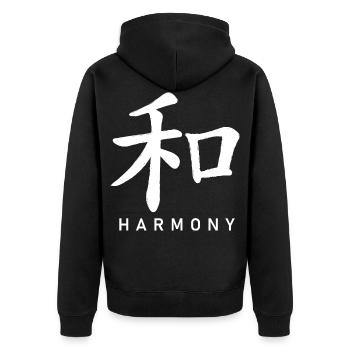 Qigong Qi Gong Tai Chi Thai Chigong - Unisex Premium Bio Zip Hoodie - Schwarz - Hinten - Nico (187cm)