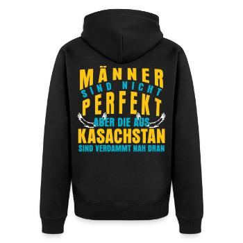 Kasachen Männer aus Kasachstan - Unisex Premium Bio Zip Hoodie - Schwarz - Hinten - Nico (187cm)