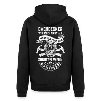 Dachdecker Zunft Geschenk Beruf Handwerker Hammer - Unisex Premium Bio Zip Hoodie - Schwarz - Hinten - Nico (187cm)