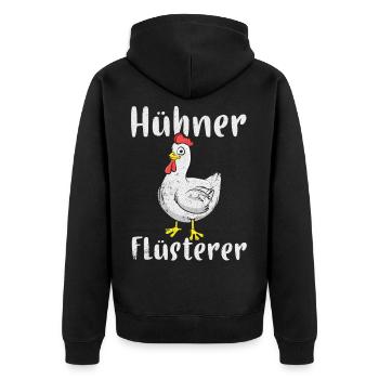 Huhn - Unisex Premium Bio Zip Hoodie - Schwarz - Hinten - Nico (187cm)