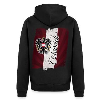 Österreich Fahne Flagge Adler Wappen - Unisex Premium Bio Zip Hoodie - Schwarz - Hinten - Nico (187cm)