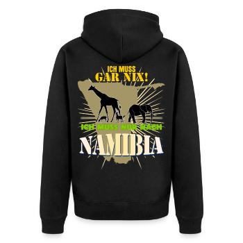 Urlaub Afrika Namibia - Unisex Premium Bio Zip Hoodie - Schwarz - Hinten - Nico (187cm)