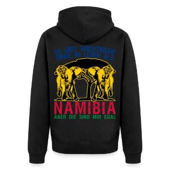 Urlaub in Namibia - Unisex Premium Bio Zip Hoodie - Schwarz - Hinten - Nico (187cm)