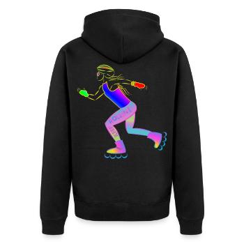 Roller Girl - Keep Rolling - Unisex Premium Bio Zip Hoodie - Schwarz - Hinten - Nico (187cm)