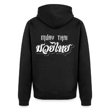Muay Thai Boxing Thailand Gift Thai Boxing Fight - Unisex Premium Organic Zip Hoodie - black - Back - Nico (187cm)