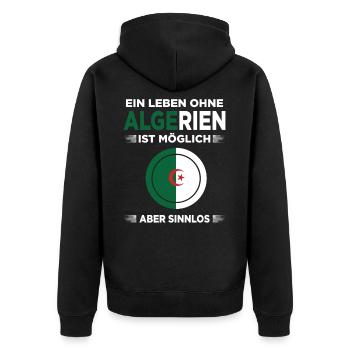 Algerien Algerisch Algerische Flagge Algeria - Unisex Premium Bio Zip Hoodie - Schwarz - Hinten - Nico (187cm)