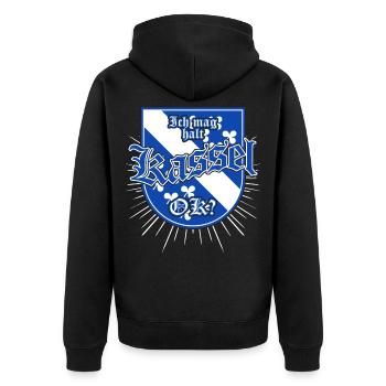 J’aime Kassel - Veste à capuche bio Premium Unisexe - noir - Dos - Nico (187cm)