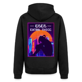 Extra Thicc Sad Anime Girl Tokyo Streetwear Lofi - Veste à capuche bio Premium Unisexe - noir - Dos - Nico (187cm)