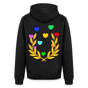 Lorbeerkranz Luftballons Sieg Sieger Gewinner - Unisex Premium Bio Zip Hoodie - Schwarz - Hinten - Nico (187cm)