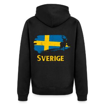 Schweden - Unisex Premium Bio Zip Hoodie - Schwarz - Hinten - Nico (187cm)