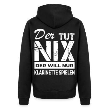 Klarinette spielen - Klarinette - Unisex Premium Bio Zip Hoodie - Schwarz - Hinten - Nico (187cm)