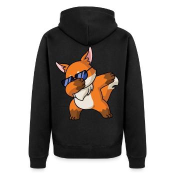 Dabbing Fox cool Pajama costume - Unisex Premium Organic Zip Hoodie - black - Back - Nico (187cm)