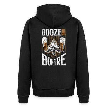 Camping Booze & Bonfire Drunk - Unisex Premium Bio Zip Hoodie - Schwarz - Hinten - Nico (187cm)