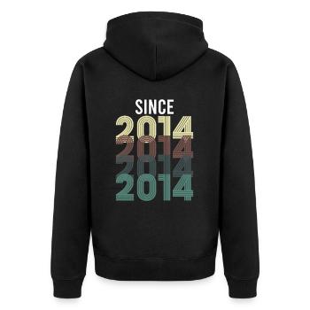 Vintage Since 2014 Anniversaire Année de naissance - Veste à capuche bio Premium Unisexe - noir - Dos - Nico (187cm)