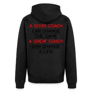 A Great Coach Can Change A Life - Unisex Premium Organic Zip Hoodie - black - Back - Nico (187cm)