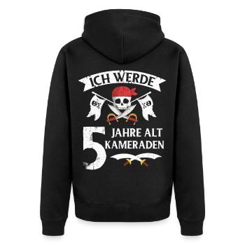 Pirat - Unisex Premium Bio Zip Hoodie - Schwarz - Hinten - Nico (187cm)