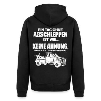 Lustiges Abschlepper Abschleppdienst LKW - Unisex Premium Bio Zip Hoodie - Schwarz - Hinten - Nico (187cm)