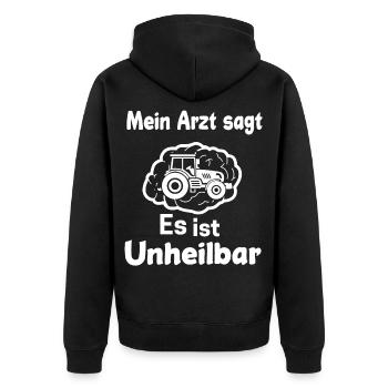 Traktor Geschenk Landwirtschaft Acker Feldarbeit - Unisex Premium Bio Zip Hoodie - Schwarz - Hinten - Nico (187cm)