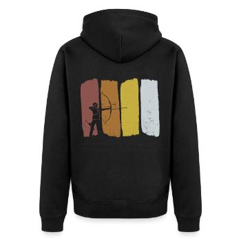 Bogenschießen Bogenschiessen Bogensport - Unisex Premium Bio Zip Hoodie - Schwarz - Hinten - Nico (187cm)