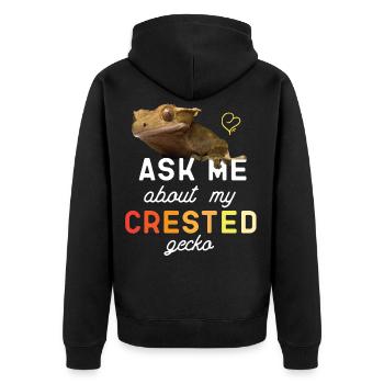 Ask Me About My Crested Gecko - Unisex Premium Organic Zip Hoodie - black - Back - Nico (187cm)