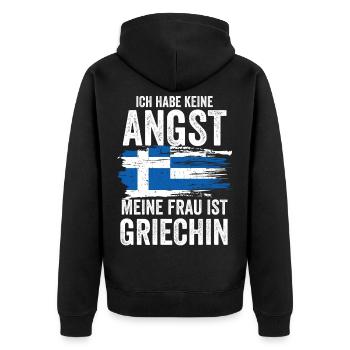Griechische Frau Griechin Griechenland Griechen - Unisex Premium Bio Zip Hoodie - Schwarz - Hinten - Nico (187cm)