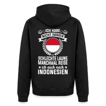 Indonesier Indonesische Flagge Indonesierin Asien - Unisex Premium Bio Zip Hoodie - Schwarz - Hinten - Nico (187cm)