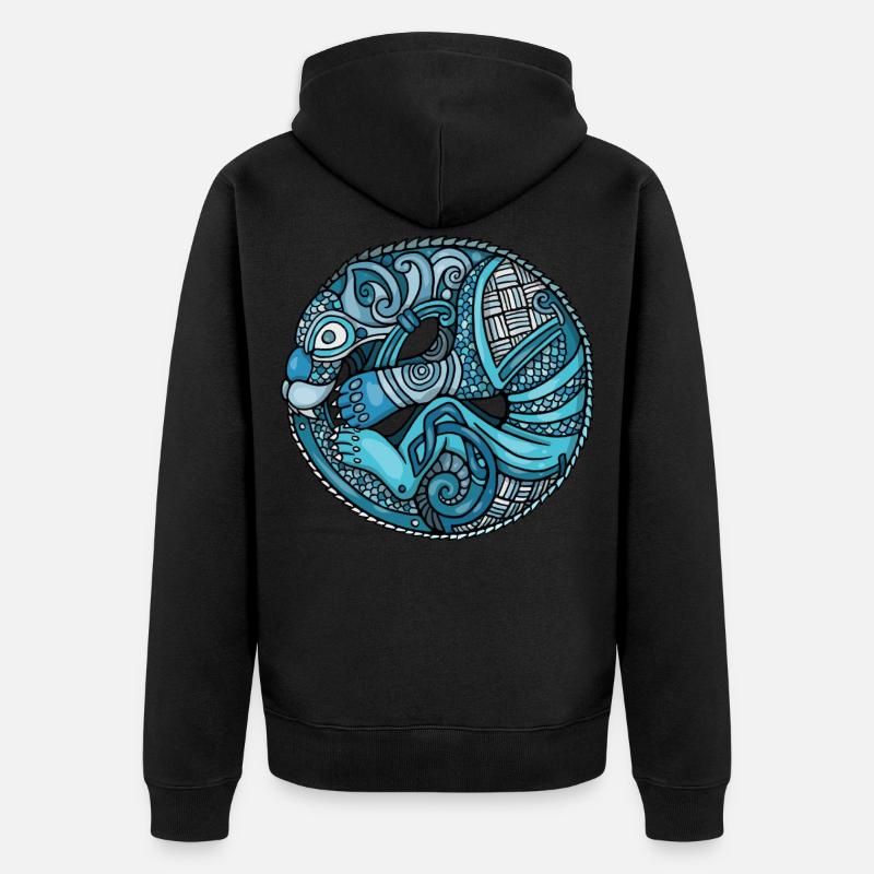 Drache Wikinger - Unisex Premium Bio Zip Hoodie - Schwarz