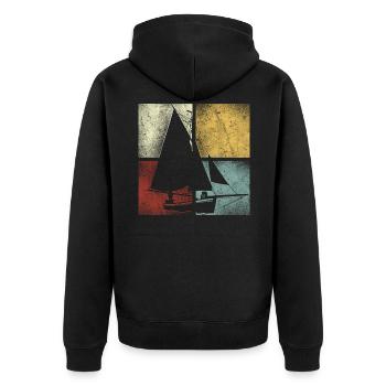 Sailing Sailboat Vintage Retro - Unisex Premium Bio Zip Hoodie - Schwarz - Hinten - Nico (187cm)