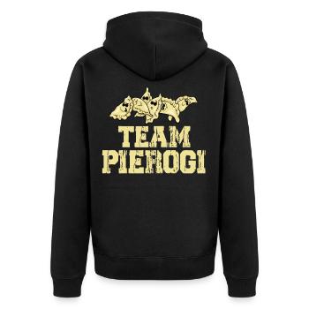 Team Pierogi Polish Food Kielbasa Pierogies - Unisex Premium Organic Zip Hoodie - black - Back - Nico (187cm)