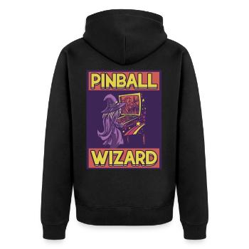 Pinball Wizard Pinball Machine Arcade-Spiel - Unisex Premium Bio Zip Hoodie - Schwarz - Hinten - Nico (187cm)