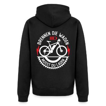 E-Bike MTB und Fahrrad mit Cyclist auf Tour test - Unisex Premium Bio Zip Hoodie - Schwarz - Hinten - Nico (187cm)