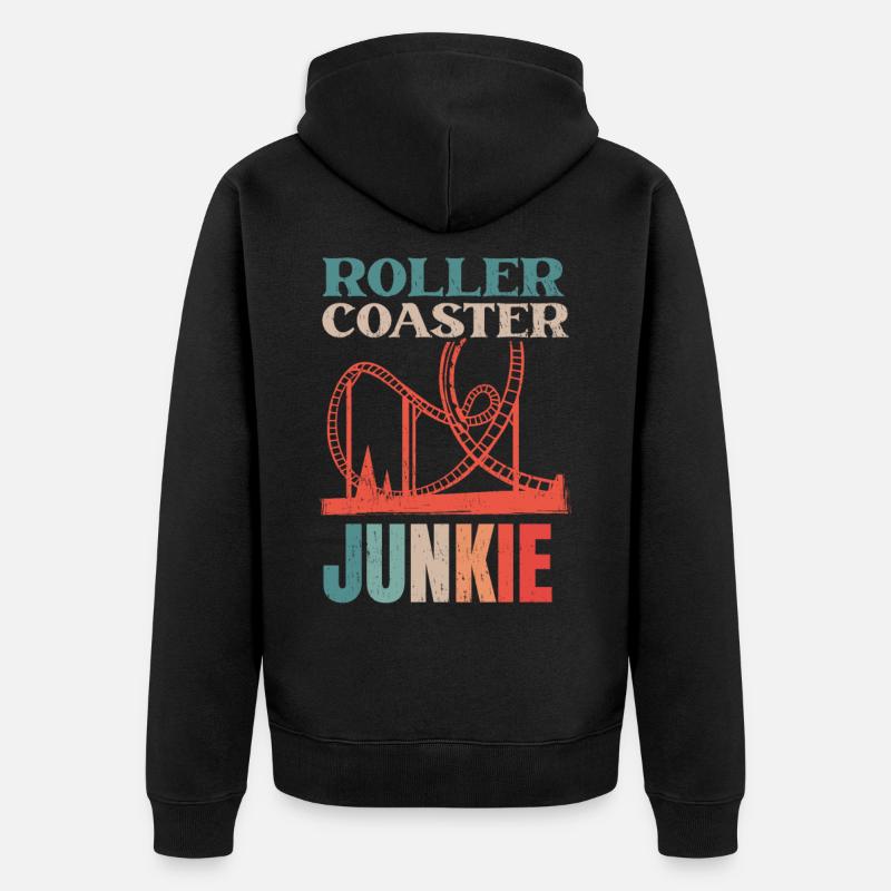 Achterbahn Roller Coaster Junkie - Unisex Premium Bio Zip Hoodie - Schwarz