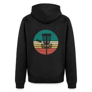 Disc Golf Vintage Disc Golf - Unisex Premium Bio Zip Hoodie - Schwarz - Hinten - Nico (187cm)