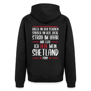 Shetland Pony Shetty Liebe Geschenk - Unisex Premium Bio Zip Hoodie - Schwarz - Hinten - Nico (187cm)