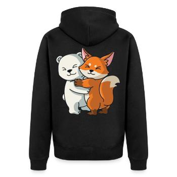 Eisbär Fuchs Liebe niedliche Tiere knuddeln - Unisex Premium Bio Zip Hoodie - Schwarz - Hinten - Nico (187cm)