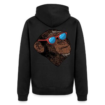 Monkeys Animal Face Monkey Sunglasses Animal Motif - Unisex Premium Organic Zip Hoodie - black - Back - Nico (187cm)