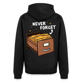 Kartenkatalog Zettelkatalog Bibliothek Katalog - Unisex Premium Bio Zip Hoodie - Schwarz - Hinten - Nico (187cm)
