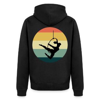 Luft Reifen Lyra Zirkus Akrobatik Vintage Retro - Unisex Premium Bio Zip Hoodie - Schwarz - Hinten - Nico (187cm)