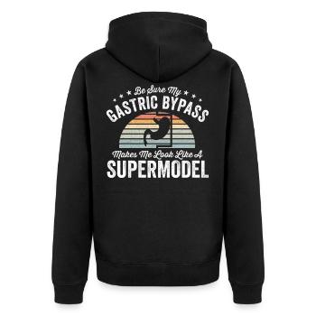 Magen Bypass Operation Genesung Geschenk - Unisex Premium Bio Zip Hoodie - Schwarz - Hinten - Nico (187cm)