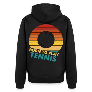 tennis / Tennis / Tennis spieler / Tennis Spielen - Unisex Premium Bio Zip Hoodie - Schwarz - Hinten - Nico (187cm)