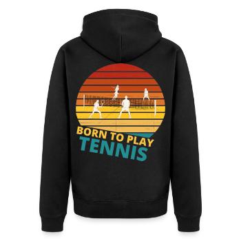 tennis / Tennis / Tennis spieler / Tennis Spielen - Unisex Premium Bio Zip Hoodie - Schwarz - Hinten - Nico (187cm)