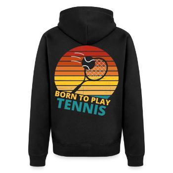 tennis / Tennis / Tennis spieler / Tennis Spielen - Unisex Premium Bio Zip Hoodie - Schwarz - Hinten - Nico (187cm)