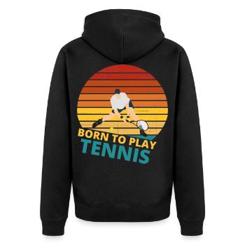 tennis / Tennis / Tennis spieler / Tennis Spielen - Unisex Premium Bio Zip Hoodie - Schwarz - Hinten - Nico (187cm)