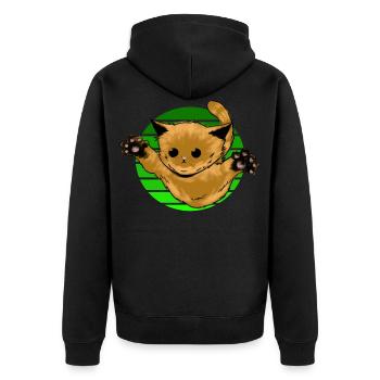 Katze Springt Sonnenuntergang - Unisex Premium Bio Zip Hoodie - Schwarz - Hinten - Nico (187cm)