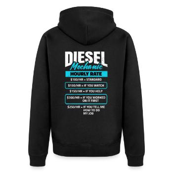 Mécanicien diesel Mécanicien Diesel Taux horaire - Veste à capuche bio Premium Unisexe - noir - Dos - Nico (187cm)